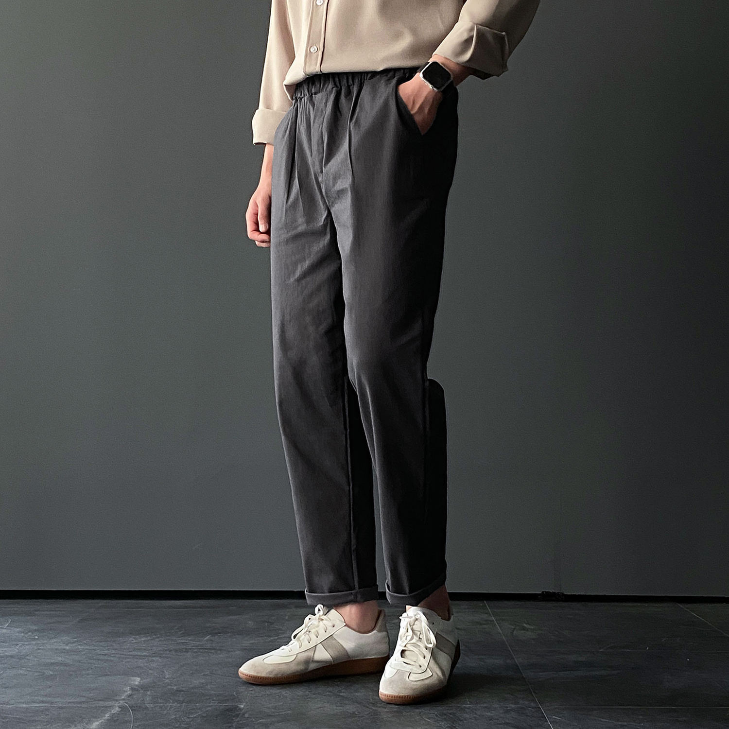 1+1 테이퍼드핏 남자스판슬랙스 치노팬츠 면바지 - 상세 이미지 2