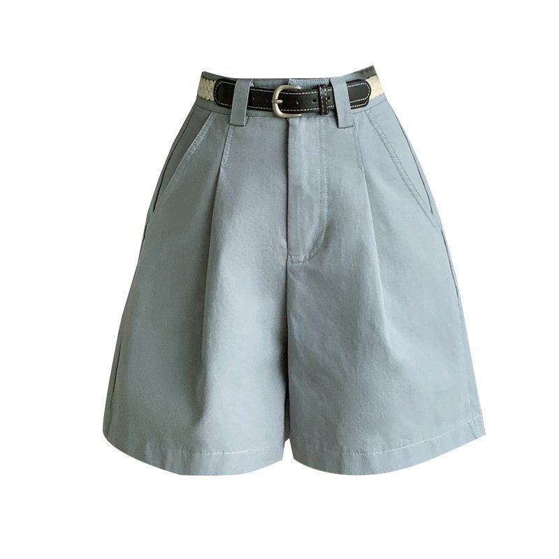 데일리 면바지 핀턱 반바지 봄 여름 루즈핏 하이웨이스트 포켓 와이드 - 상세 이미지 5