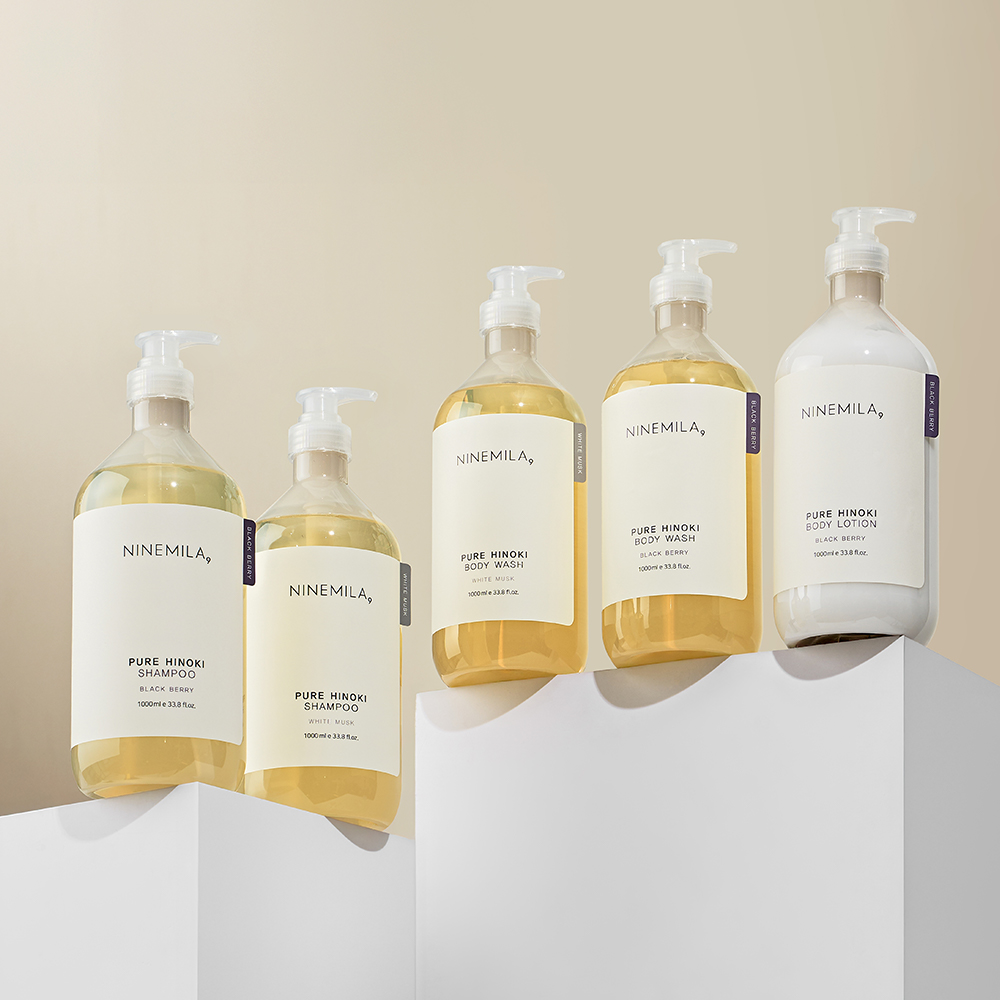 나인밀라 히노끼 샴푸 1000ml 대용량 사춘기 저자극 약산성 비건 퍼퓸 블랙베리향 2개