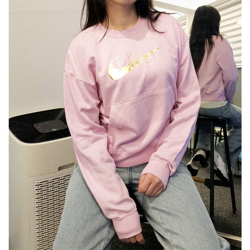 [시즌세일] 나이키 드라이핏 여성 맨투맨 크롭 크루넥 긴팔 티셔츠 CU6476-676(핑크), S - 상세 이미지 4