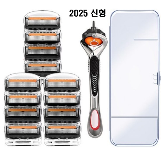 2025 신형 질레트 호환 5중 면도날 면도기 세트 대용량 12입