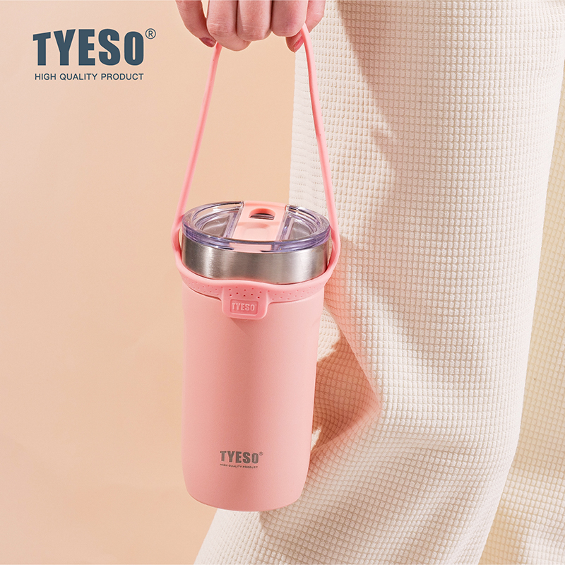 TYESO 대용량 텀블러 보냉보온 빨대텀블러 스텐 제작 손잡이텀블러 싱글 710ml, 그린 이미지 7