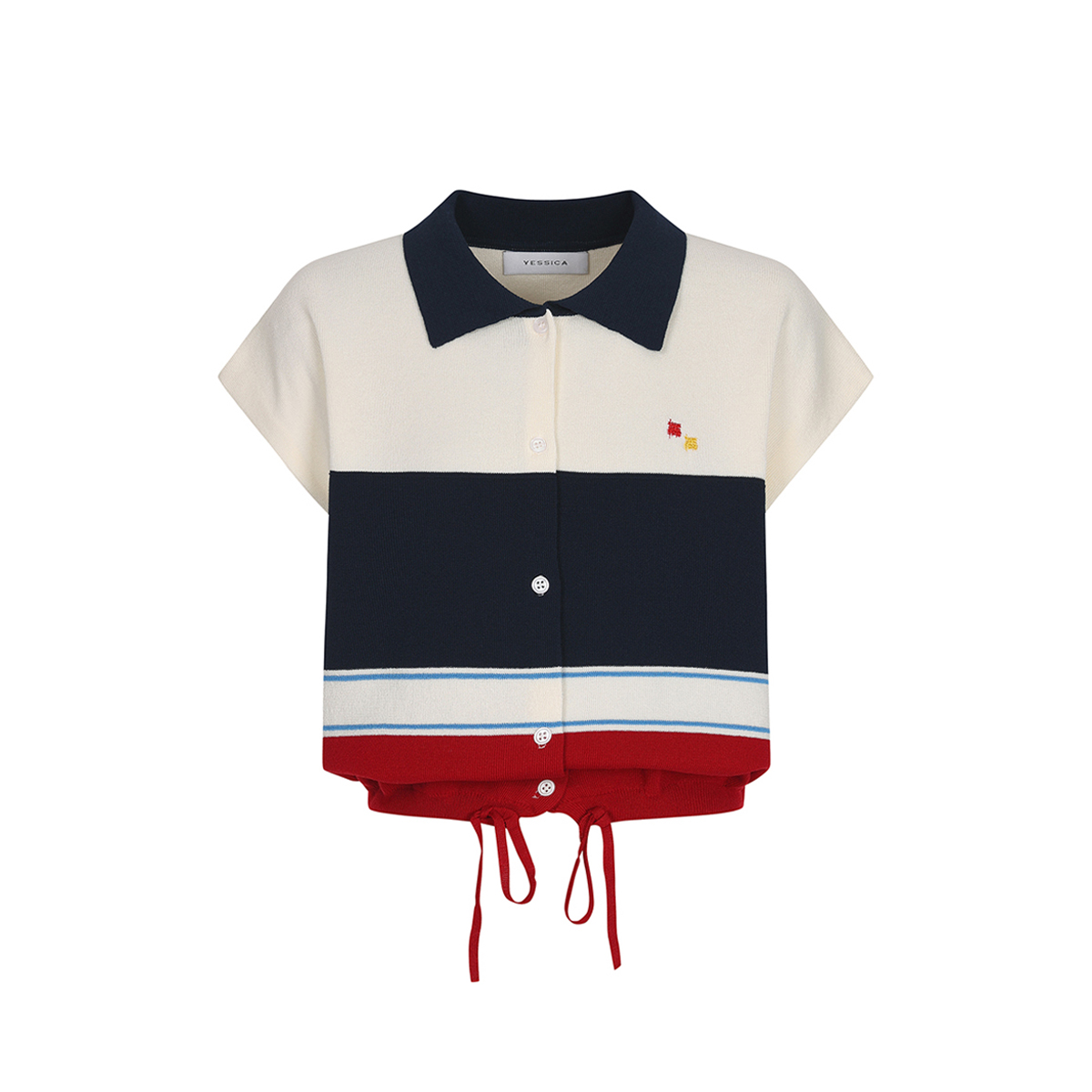 예시카 비스코스 컬러 블록 드롭 숄더 니트 가디건 베스트  YJ4KV810