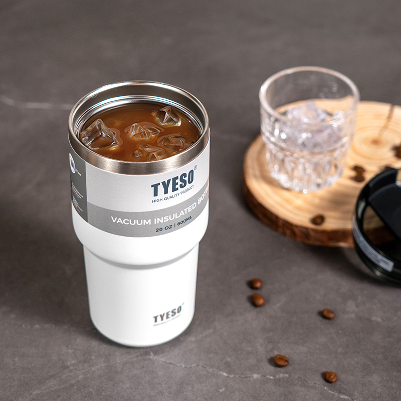 TYESO 대용량 텀블러 빨대 스텐텀블러 보냉 보온 텀블러 손잡이 고품질 600ml, 퍼플 이미지 8