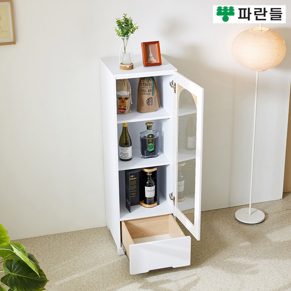 파란들가구 화이트 400 서랍유리문장식장 틈새수납장 거실장식장 - 상세 이미지 3