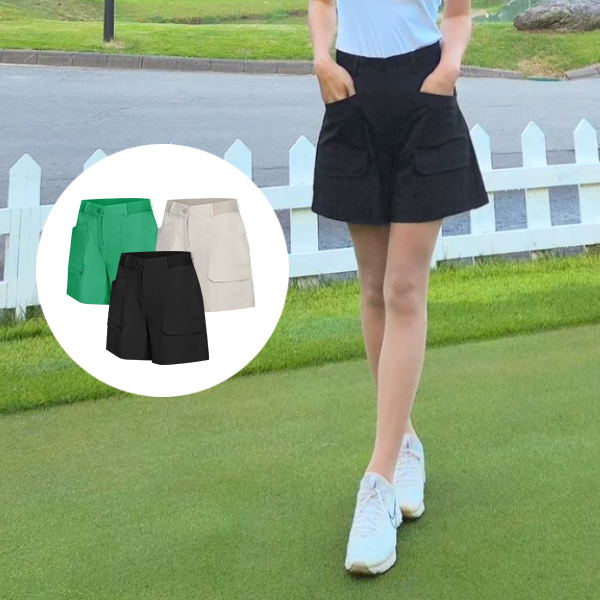 여성 골프웨어 A라인 허리밴드 스판 여름 여자 카고 쿨링 하체커버 반바지 골프바지 연습복