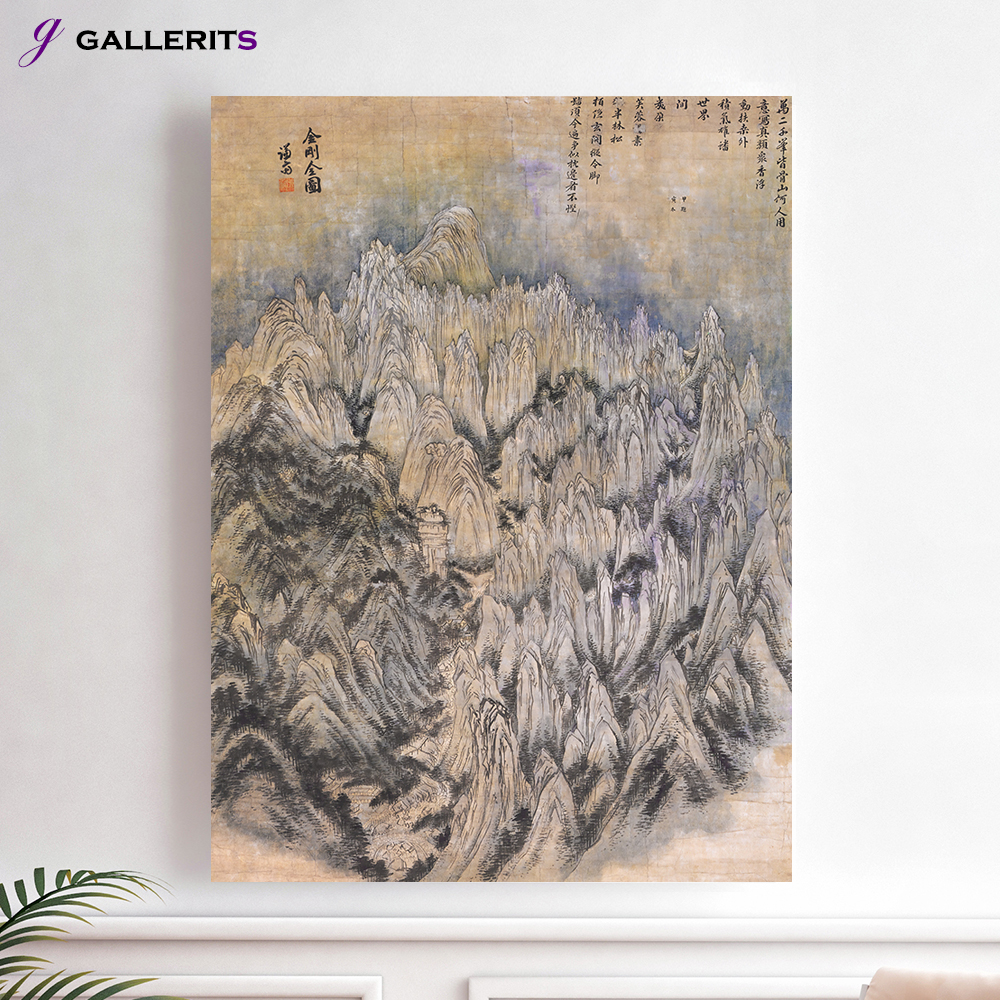 겸재 정선 금강전도 그림 한국화 진경산수화 안방 풍수 인테리어 액자 소형 - 상품 이미지
