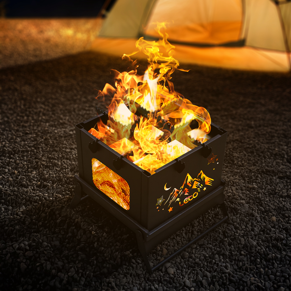 레토 오픈뷰 접이식 사각 캠핑 화로대 불멍 감성 바베큐그릴 LCP-FS05