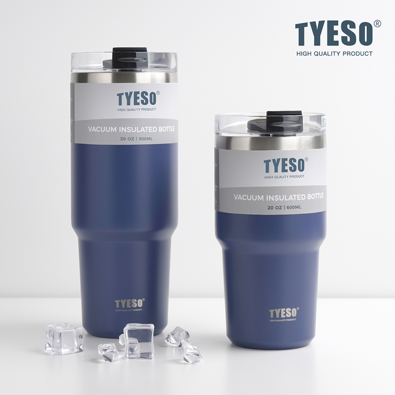 TYESO 대용량 텀블러 빨대 스텐텀블러 보냉 보온 텀블러 손잡이 고품질 600ml, 블랙 - 상세 이미지 5