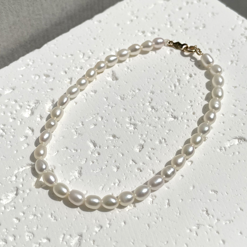 14K 3mm 밥풀 담수 진주 팔찌 레이어드 데일리 - 상세 이미지 5