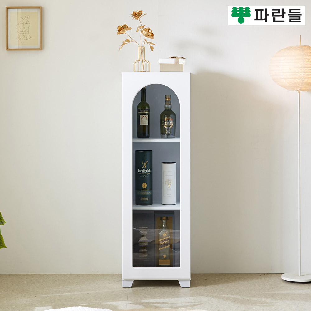 파란들가구 화이트 400 유리문 장식장 틈새수납장 거실장식장 - 메인 이미지