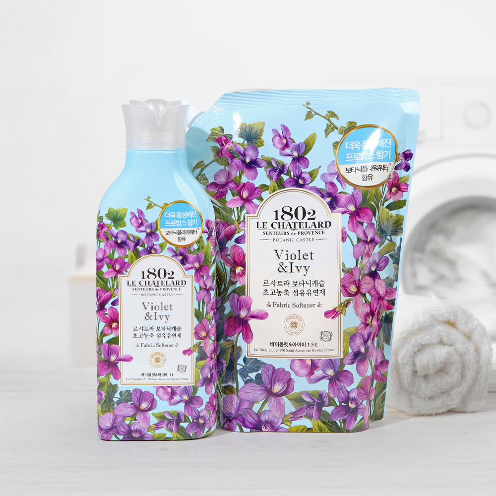 르샤트라 보타닉 고농축 섬유유연제 바이올렛 아이비 1L 용기 1개+1.5L 리필 1개