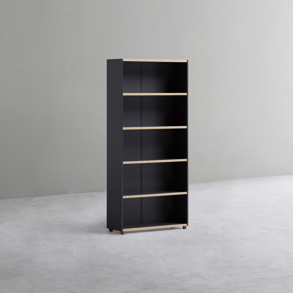 데스커 800폭 목제책장 오픈형 800x290x1735.5mm, 5단, 빈티지블랙 - 상품 이미지