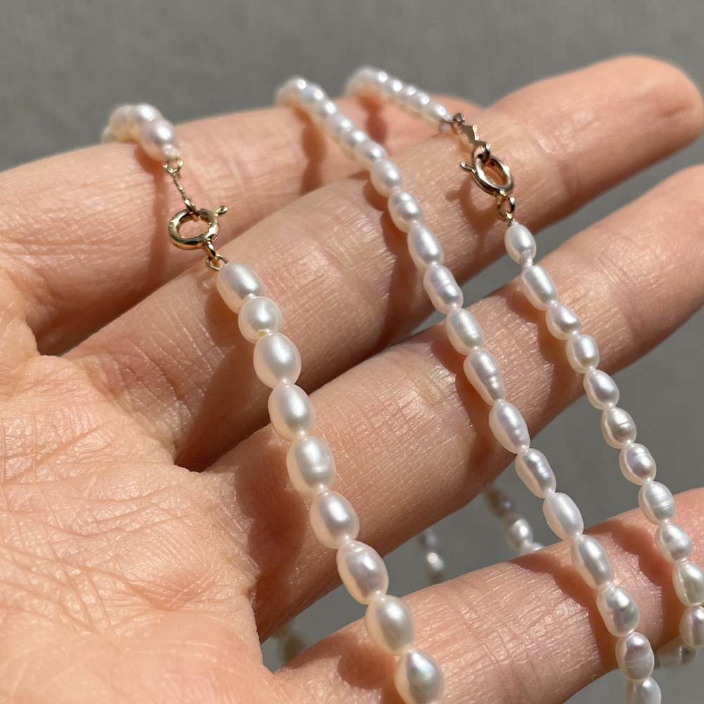 14K 3mm 밥풀 담수 진주 팔찌 레이어드 데일리 이미지 7
