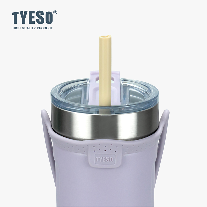 TYESO 대용량 텀블러 보냉보온 빨대텀블러 스텐 제작 손잡이텀블러 싱글 710ml, 퍼플 - 상세 이미지 5
