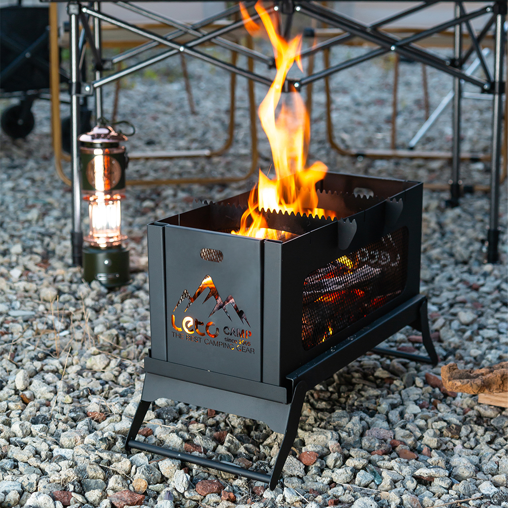 레토 감성 불멍 캠핑 화로대 접이식 스퀘어 바베큐그릴 화롯대 LCP-FS04