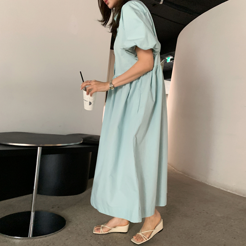 베르베리 카라 벌룬 소매 롱원피스 - 상세 이미지 5