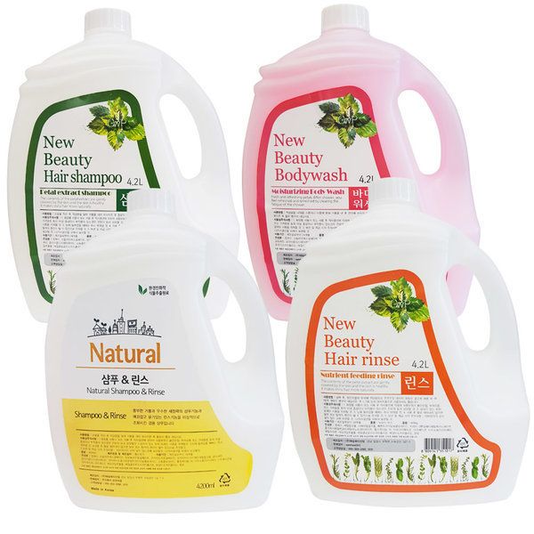 뉴뷰티 대용량 샴푸 린스 바디워시 4200ml x 4개 리필 : 허니밸