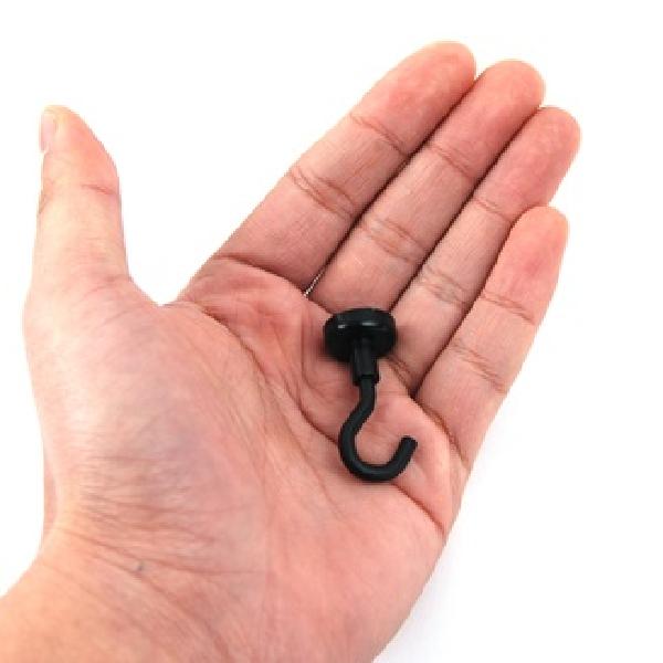 16mm 검정 원형 자석옷걸이 고리 자석걸이 행거 후크 - 메인 이미지