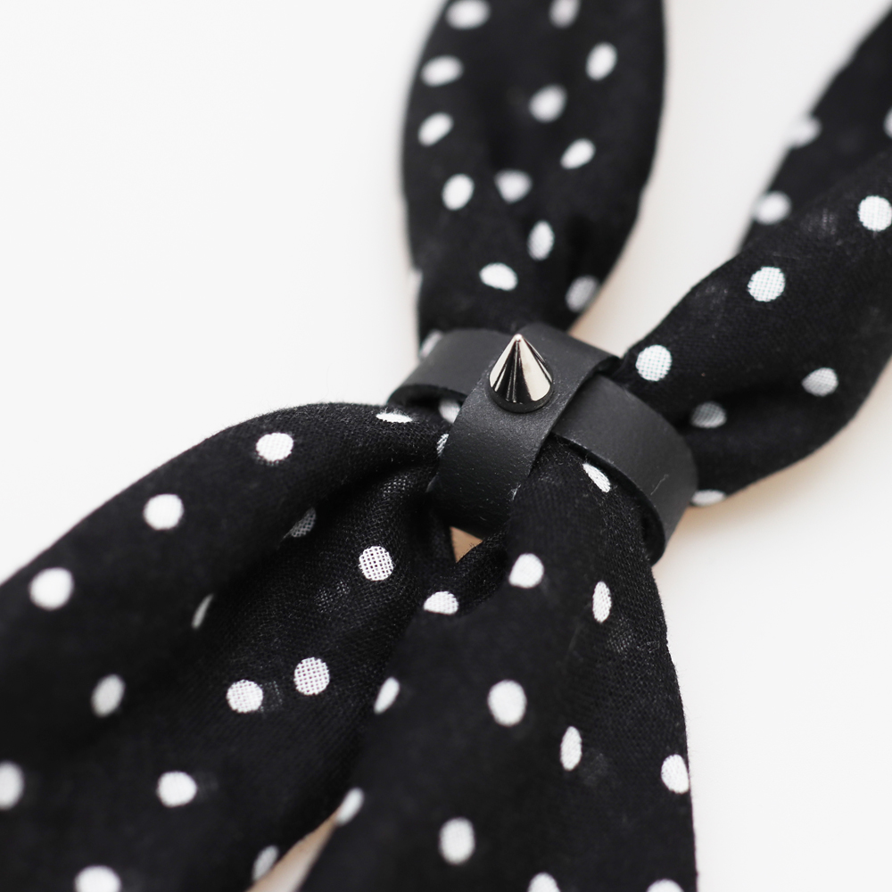 에치펠레 수제 통가죽 원뿔 십자 스카프링 홀더 블랙/쁘띠 반다나 - 상세 이미지 4