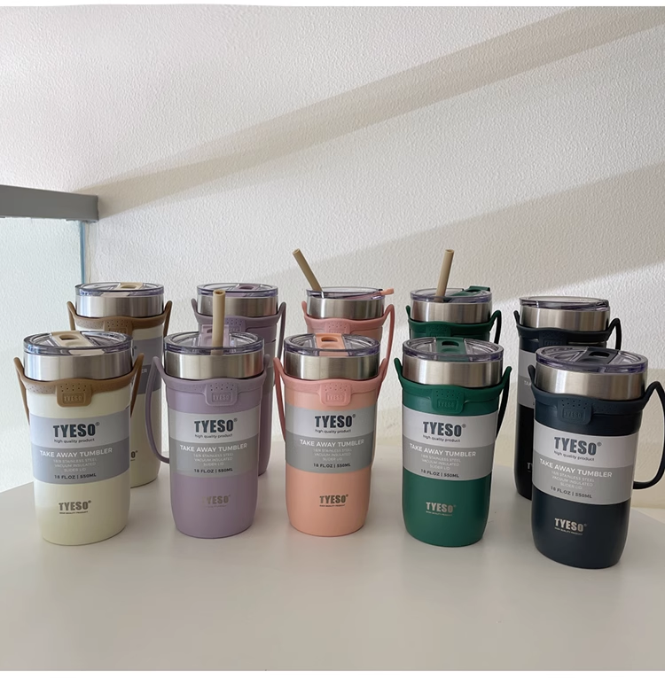 TYESO 대용량 텀블러 보냉보온 빨대텀블러 스텐 제작 손잡이텀블러 싱글 710ml, 퍼플 - 상세 이미지 2