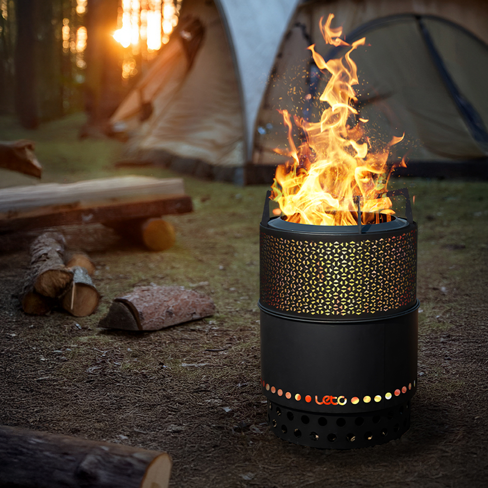 레토 이중연소 캠핑 화로대 대형 원통 불멍 장작 바베큐그릴 LCP-SB07