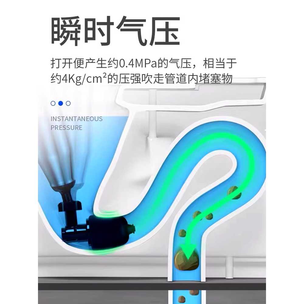 공기압 세면대 뚫어뻥 배관청소 뚜러뻥 변기 막힘 배터리1개 - 상세 이미지 3