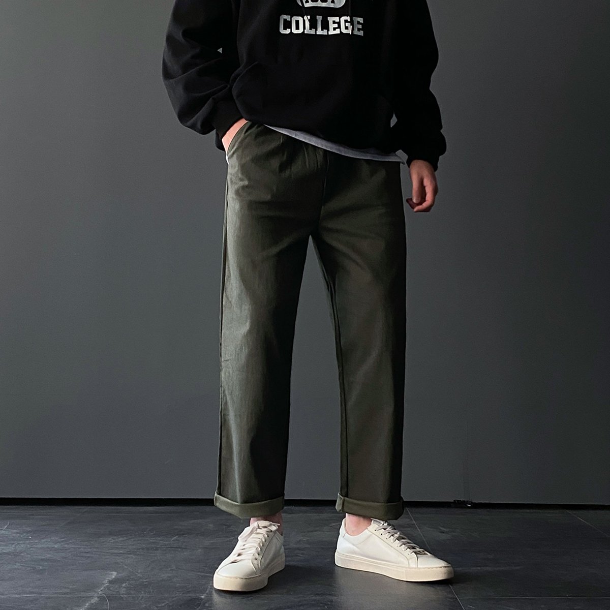 테이퍼드핏 남자스판슬랙스 치노팬츠 면바지 - 상품 이미지