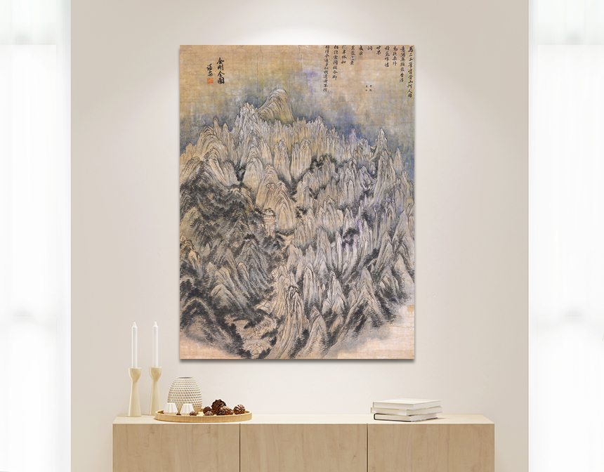 겸재 정선 금강전도 그림 한국화 진경산수화 안방 풍수 인테리어 액자 소형 - 상세 이미지 2