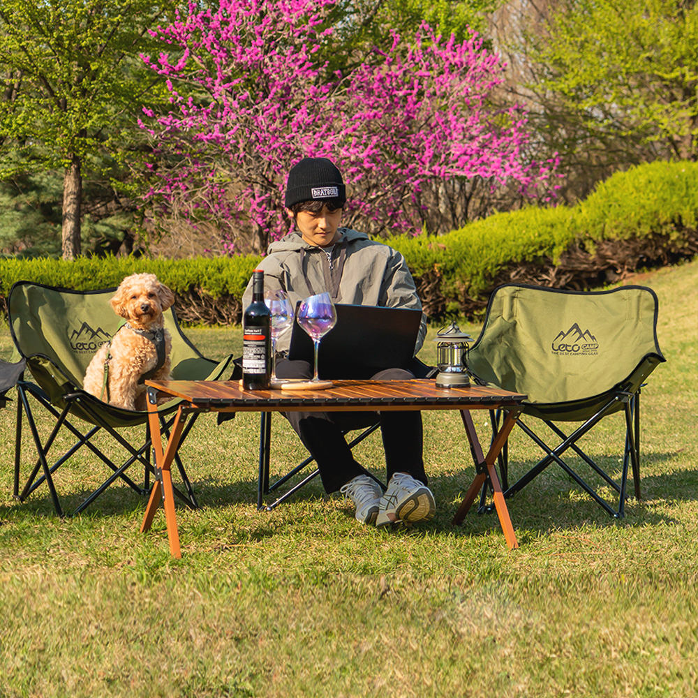 레토 경량 접이식 캠핑의자 넓은 와이드형 컴포트 체어 LCP-CL04, 카키, 1개