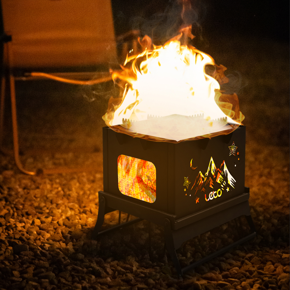 레토 오픈뷰 접이식 사각 캠핑 화로대 불멍 감성 바베큐그릴 LCP-FS05
