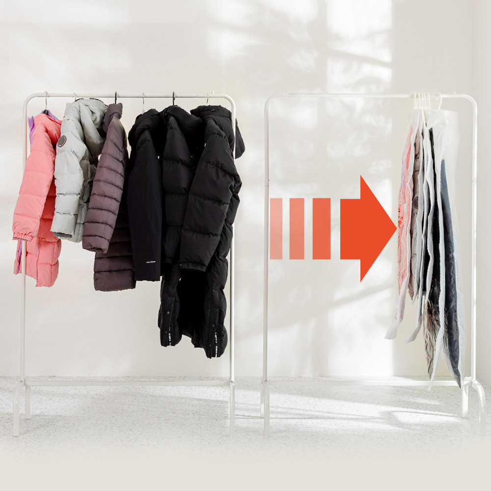 옷걸이압축팩 패딩 압축팩 겨울옷보관 이불 의류 옷걸이형 60x90cm M 1개입