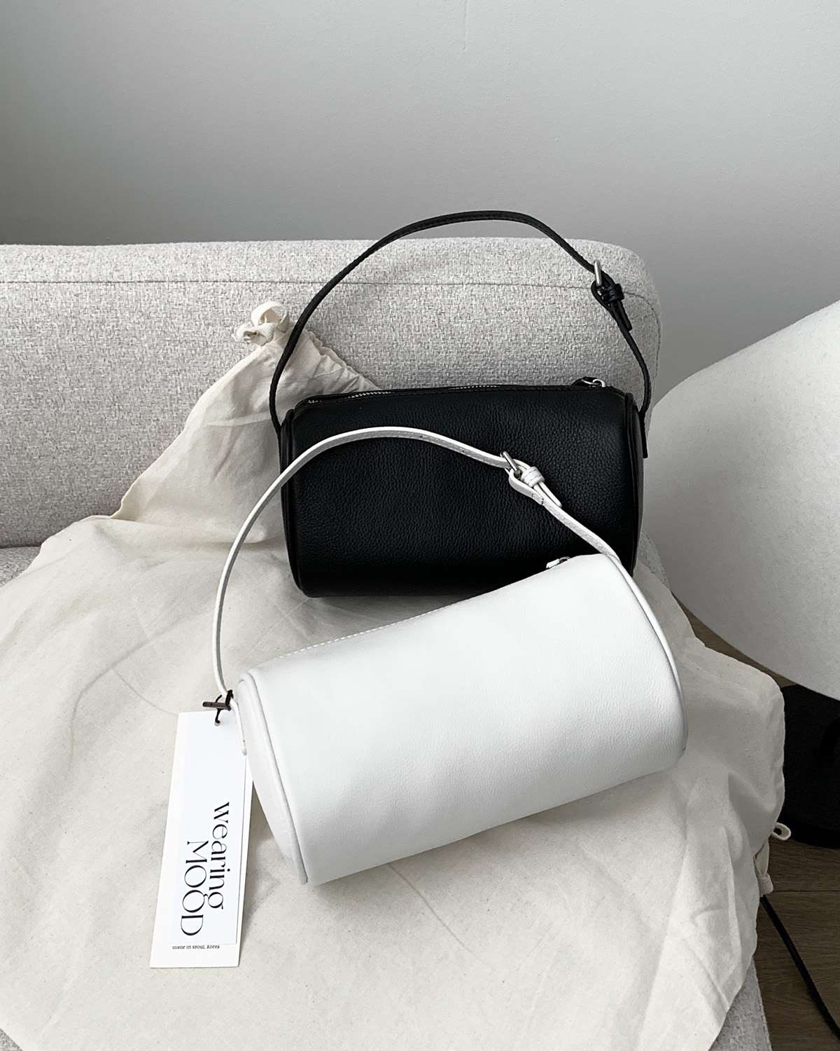 [블랙당일] 소가죽 바게트백 원통 토트백 미니백 웨어링무드 (2c)