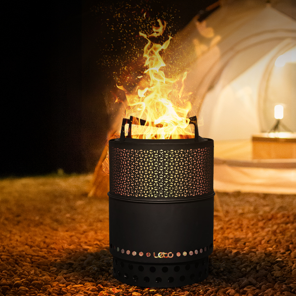 레토 이중연소 캠핑 화로대 대형 원통 불멍 장작 바베큐그릴 LCP-SB07