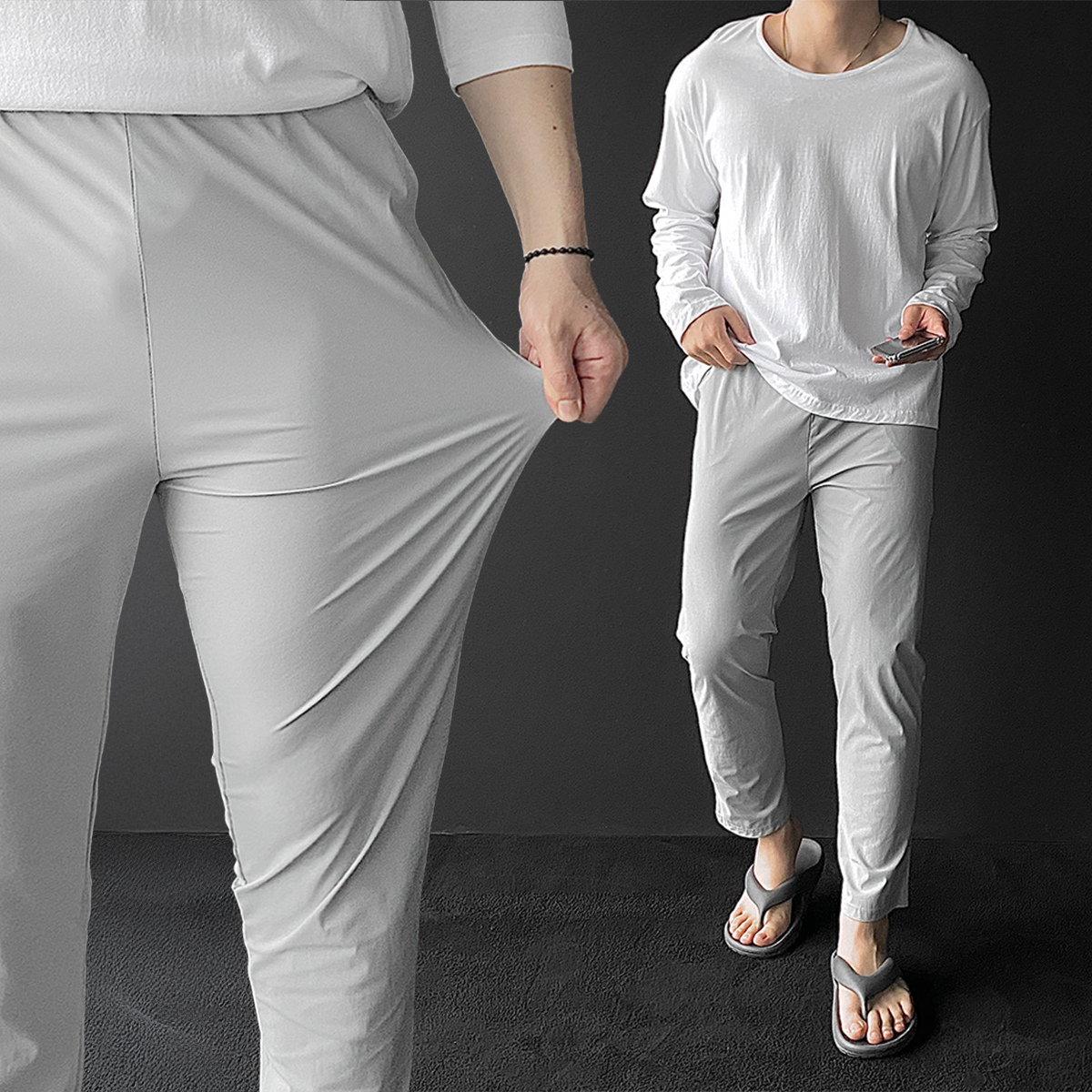 남자냉장고바지 쿨슬랙스 남자여름긴바지 - 메인 이미지