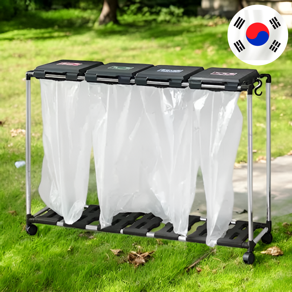 쓰레기분리배출 4단 재활용 수거함 50리터 봉투 거치대 수거대
