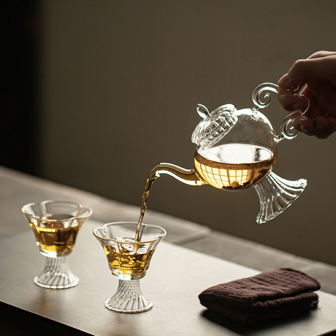 더큰솔 청운 내열유리 다관 보이차 홍차 우리기 미니 티팟 차호 200ml - 상세 이미지 4