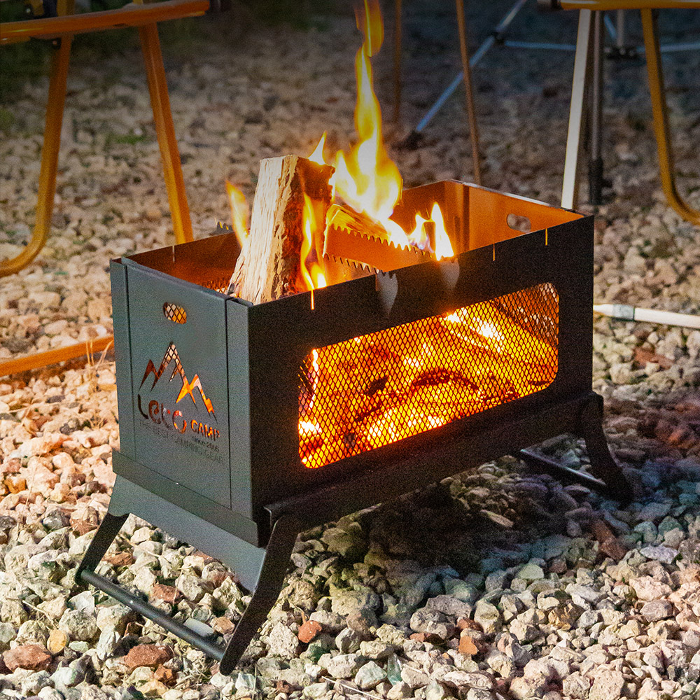 레토 감성 불멍 캠핑 화로대 접이식 스퀘어 바베큐그릴 화롯대 LCP-FS04