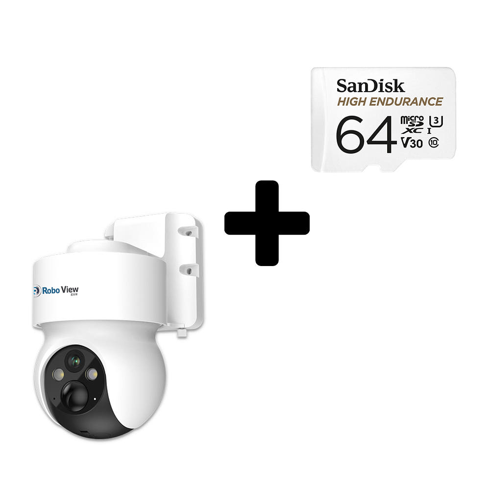 글로벌아이넷 로보뷰S4+64GB SD카드 4G LTE CCTV 무선 배터리 이동식 태양광패널 - 메인 이미지