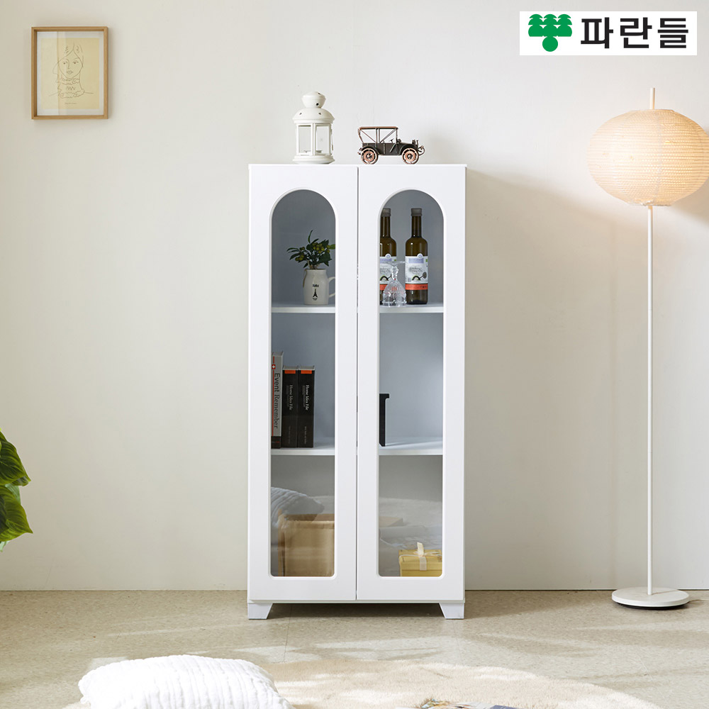 파란들가구 화이트 600 유리문장식장 다용도수납장 거실장식장 - 메인 이미지