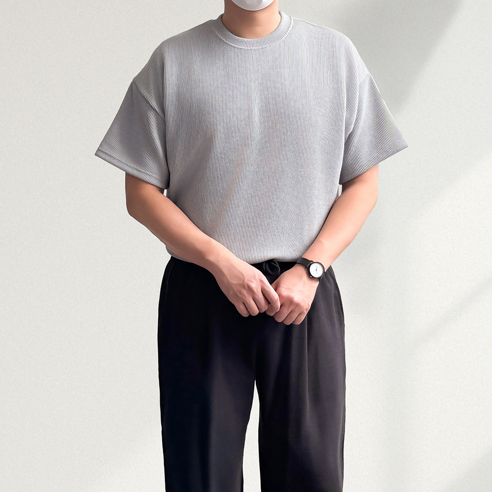 1+1 남자오버핏반팔티 쿨반팔티 무지티 - 상품 이미지