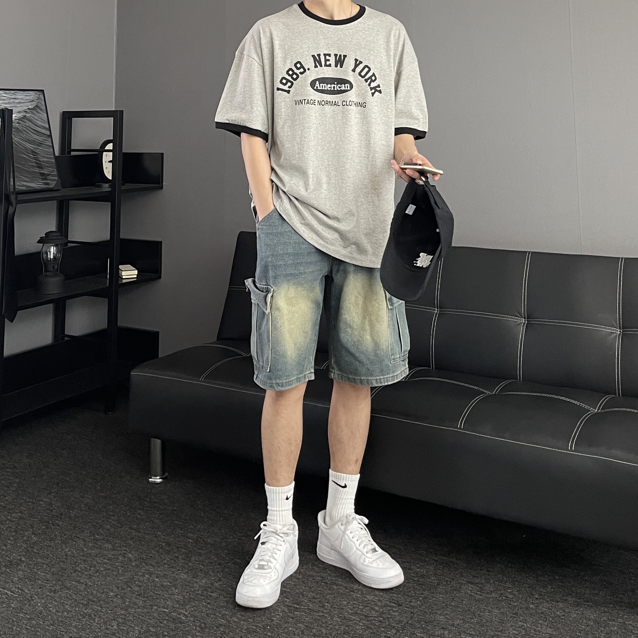 오버핏반팔티 레터링티셔츠 남자링거티 - 상세 이미지 4