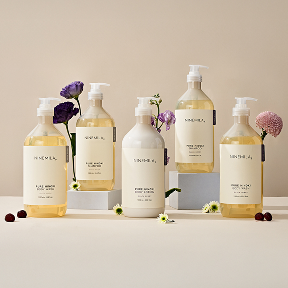 나인밀라 히노끼 샴푸 1000ml 대용량 사춘기 저자극 약산성 비건 퍼퓸 블랙베리향 2개