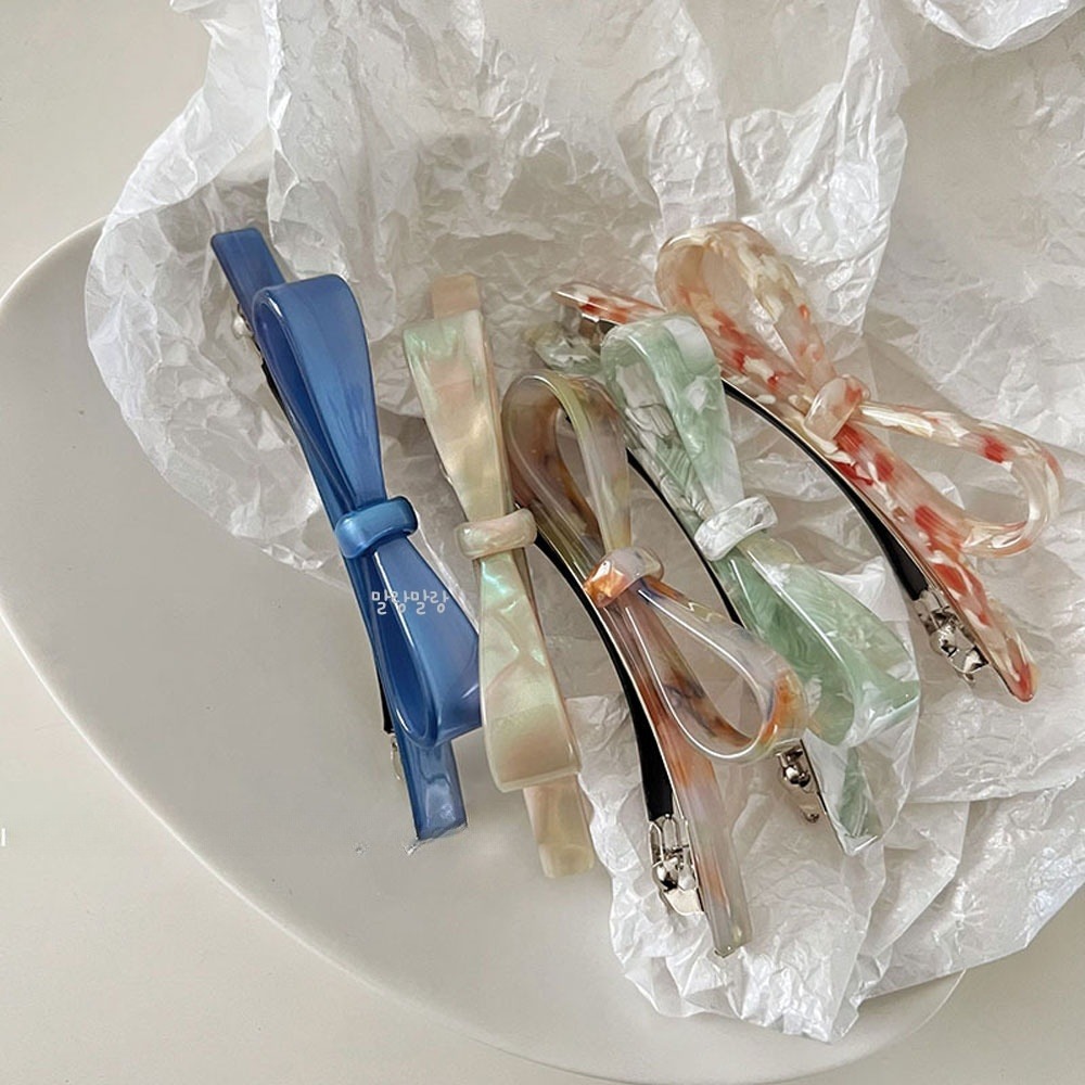 리본머리핀 고급 프랑스삔 반머리 자동핀 옆머리 포인트 - 상세 이미지 4