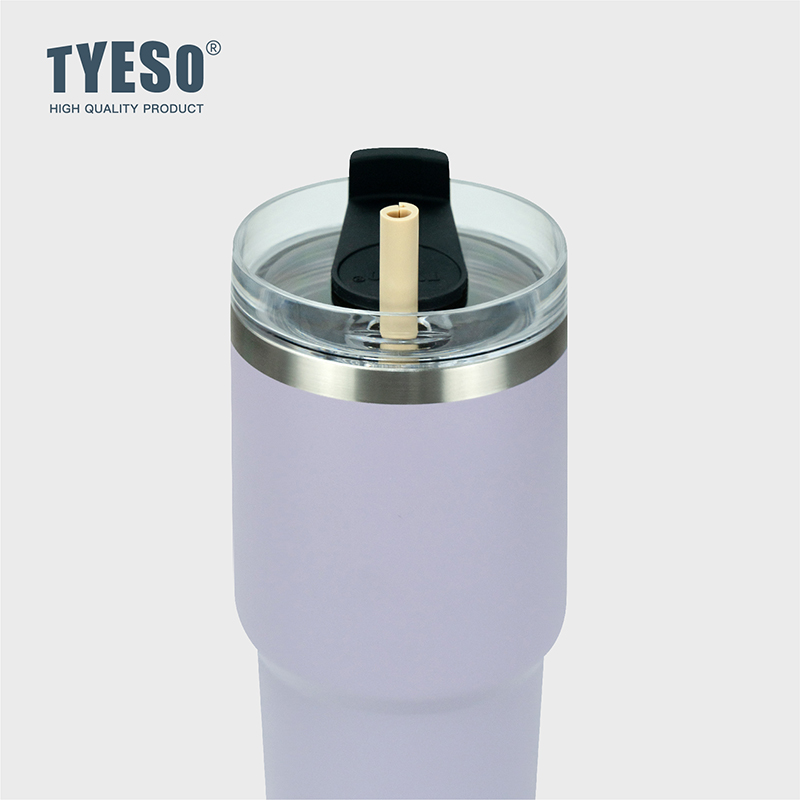 TYESO 대용량 텀블러 빨대 스텐텀블러 보냉 보온 텀블러 손잡이 고품질 600ml, 블랙 - 상세 이미지 3