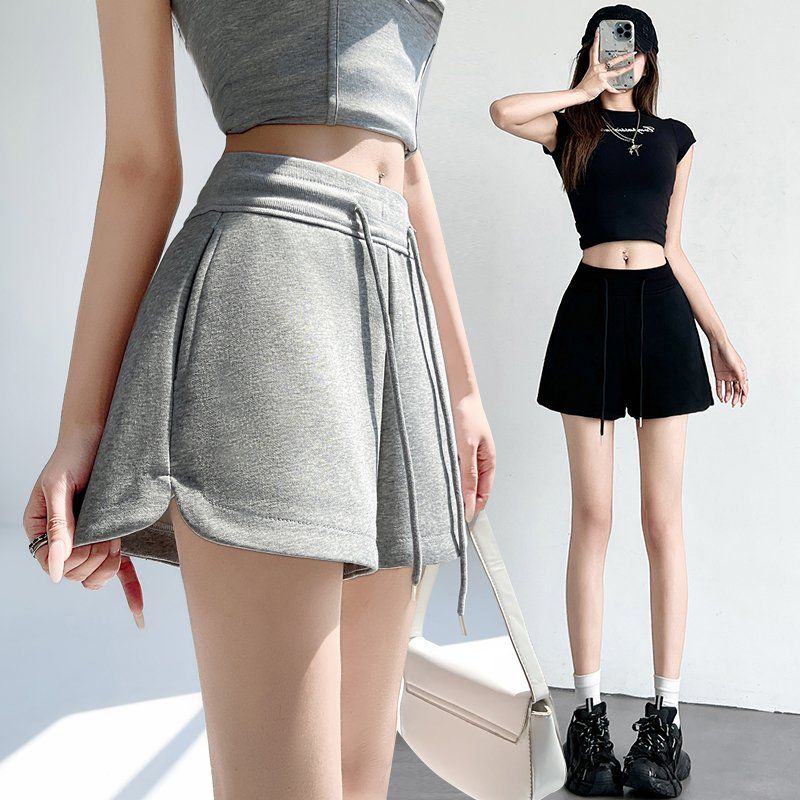 봄 여름 하이웨이스트 트레이닝 반바지 밴딩 돌핀팬츠 루즈핏 운동복 숏팬츠 - 상세 이미지 2