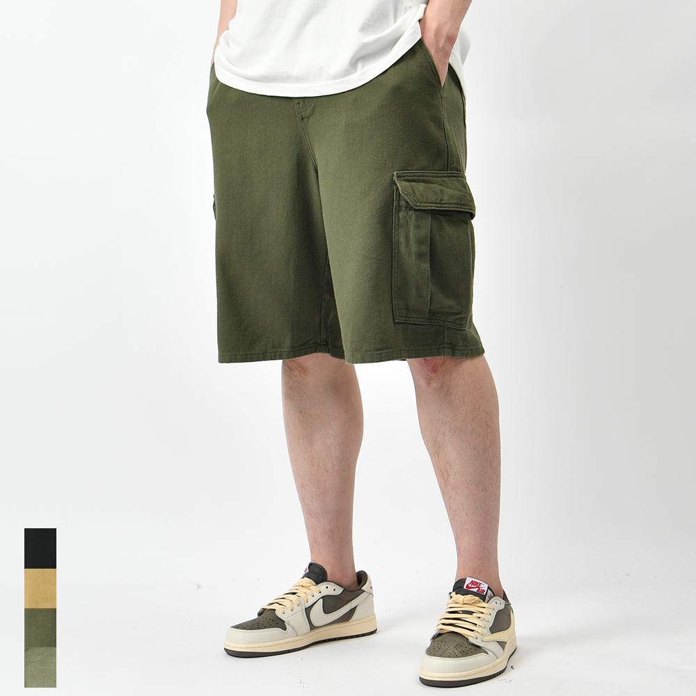 남자반바지 버뮤다팬츠 와이드 면 카고바지 여름 밴딩 6부팬츠