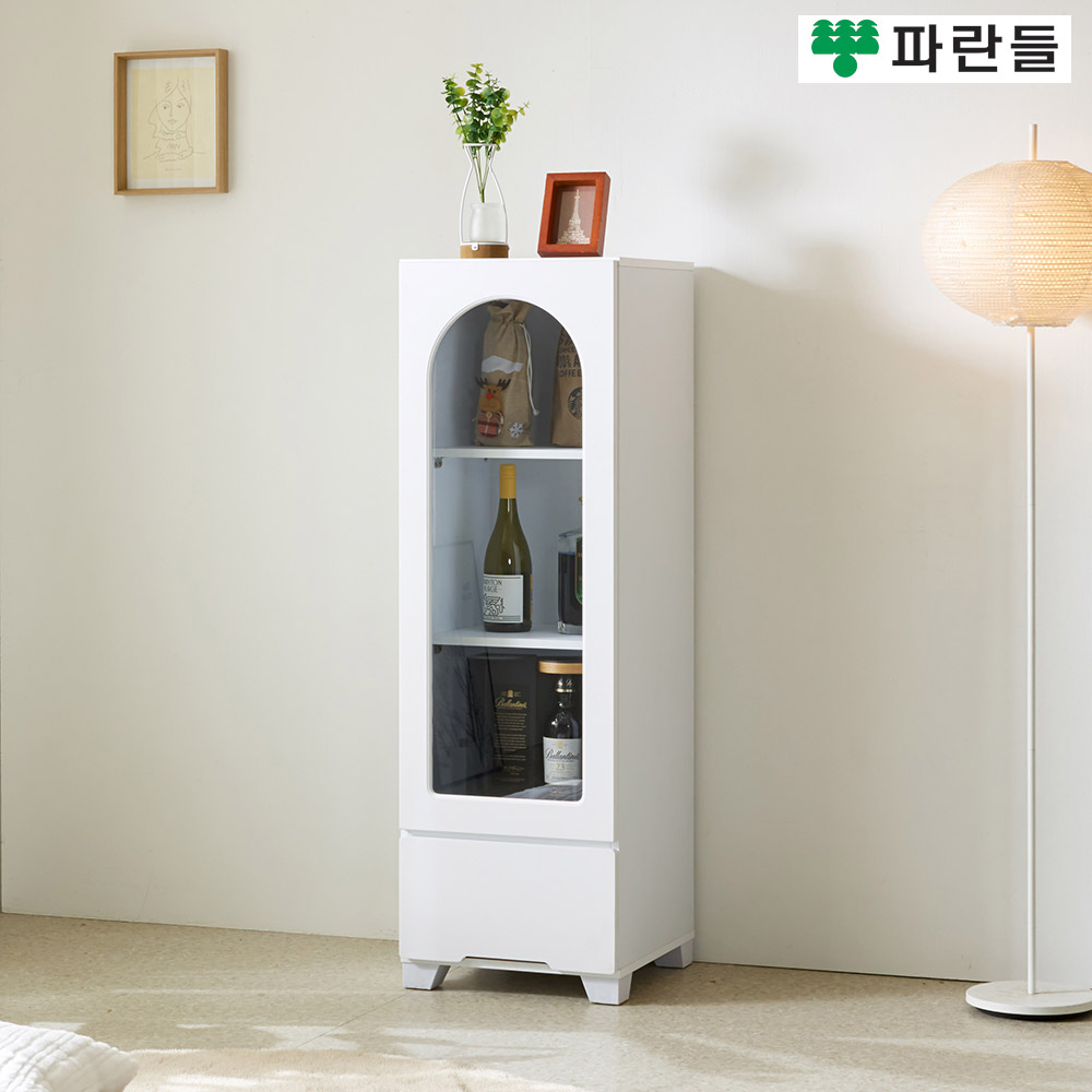 파란들가구 화이트 400 서랍유리문장식장 틈새수납장 거실장식장 - 상세 이미지 2