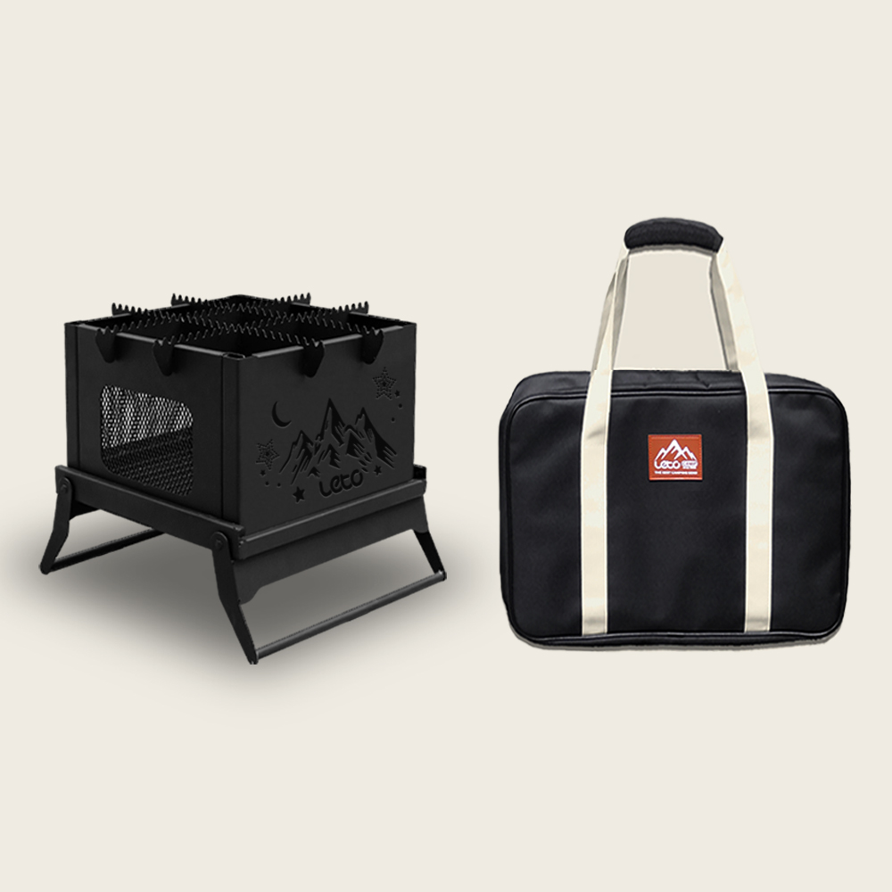 레토 오픈뷰 접이식 사각 캠핑 화로대 불멍 감성 바베큐그릴 LCP-FS05