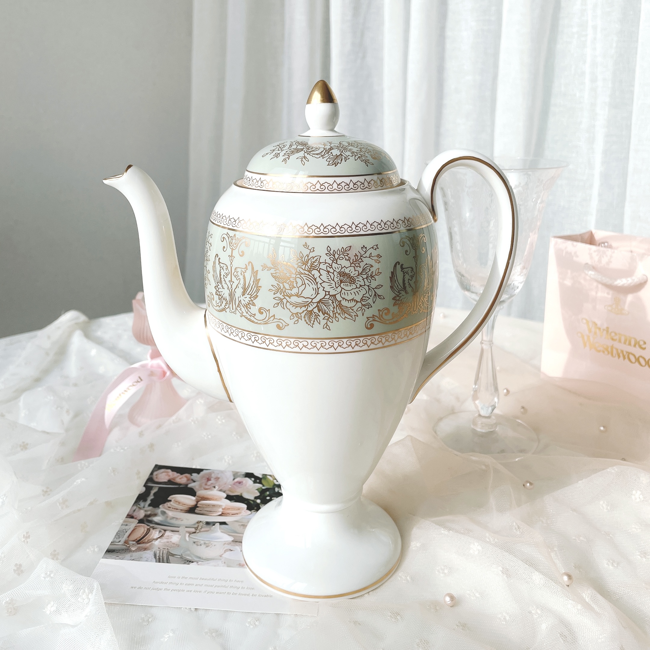 웨지우드 콜롬비아 세이지그린 커피팟 티팟 명품 빈티지그릇 티포트 세트